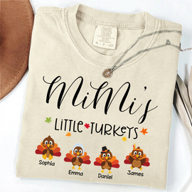 Comfort Colors® Personalized Mimi’s Little Turkey Thanksgiving With Grandkids Names