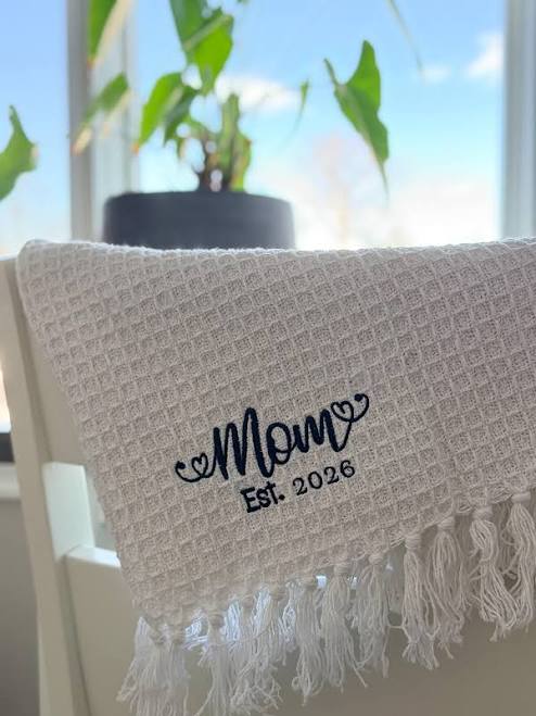 Embroidered Waffle Blanket With Custom Name