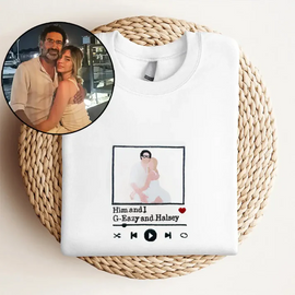 Sweatshirt gifts for couples, customized music player embroidered hoodies - Tiuous