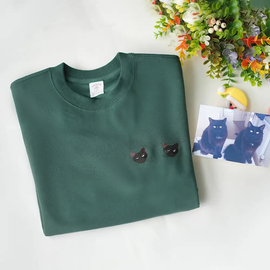Two embroidered kittens, online custom pet embroidered sweatshirt - Tiuous