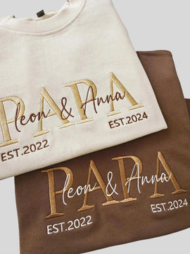Custom Embroidered PAPA Sweatshirt | Grandpa Date Shirt | Father's Day Gift
