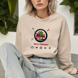 Custom Embroidered Sweatshirt Portrait Music Player Couple Family Gift |  2025 New Arrivals